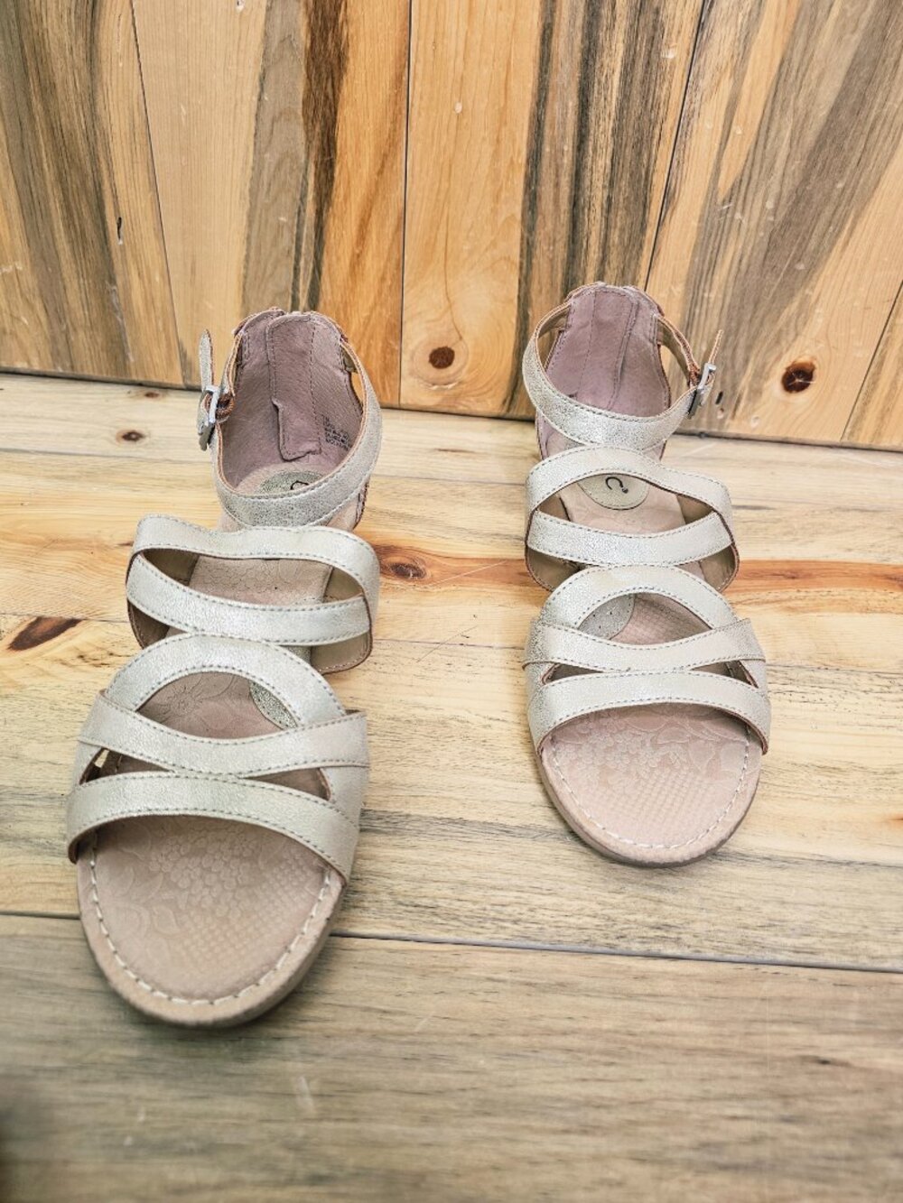 b.o.c. Born Concept Searing Light Gold Strappy Wedge Sandals